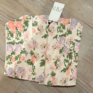 Zara Floral Patterned Corset Top NWT